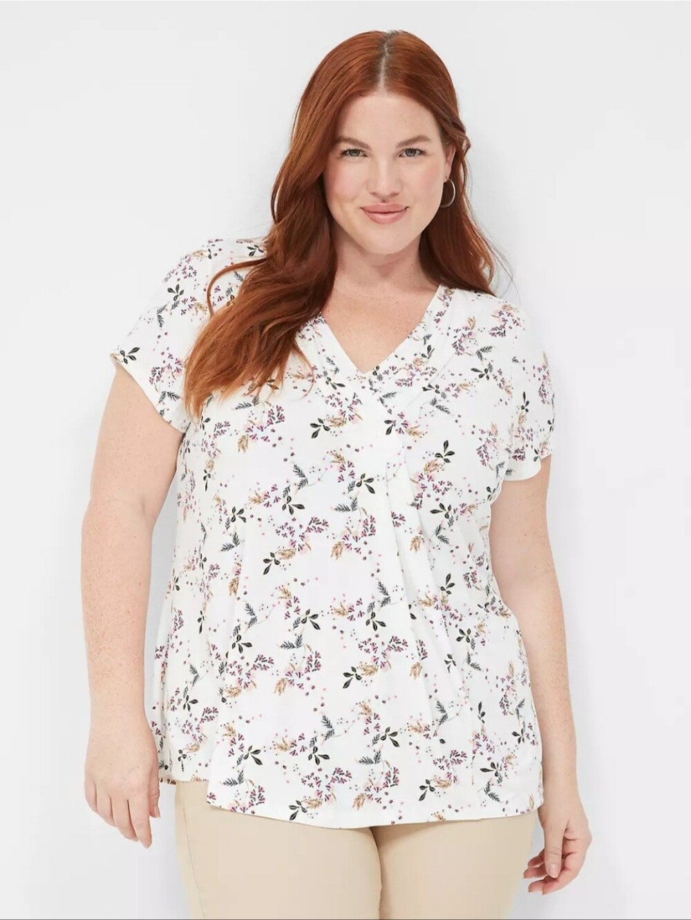 Lane Bryant Sz 26/28 Cap-Sleeve Pleat-Front Top